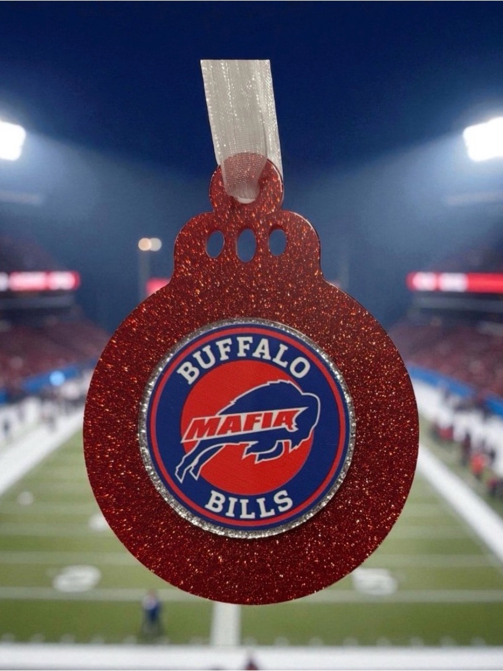 NFL Buffalo Bills Mafia Red Glitter Ornament